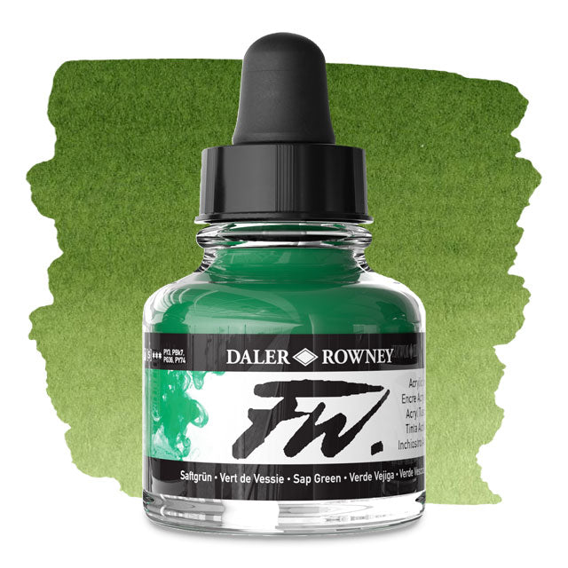 FW Liquid Acrylic Artists' Ink - Sap Green, 1 oz.