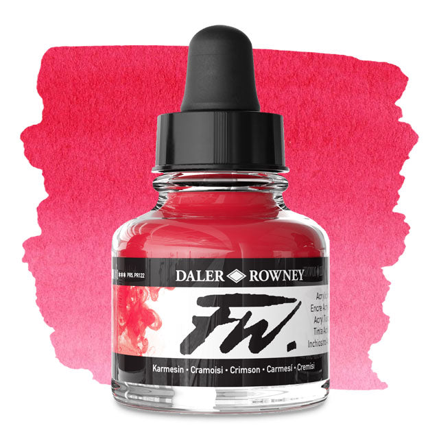 FW Liquid Acrylic Artists' Ink - Crimson, 1 oz.