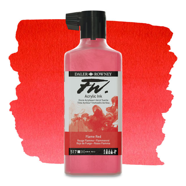 FW Liquid Acrylic Artists' Ink - Flame Red, 6 oz.