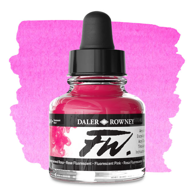 FW Liquid Acrylic Artists' Ink - Fluorescent Pink, 1 oz.