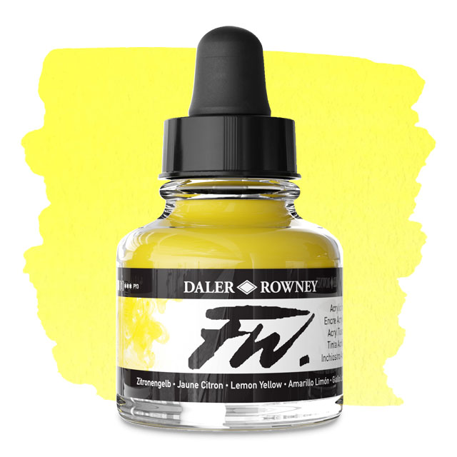 FW Liquid Acrylic Artists' Ink - Lemon Yellow, 1 oz.