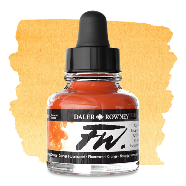 FW Liquid Acrylic Artists' Ink - Fluorescent Orange, 1 oz.