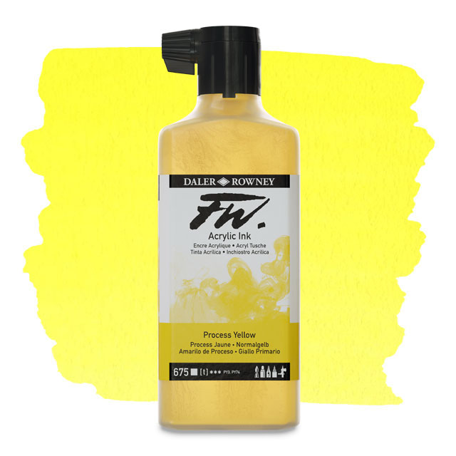 FW Liquid Acrylic Artists' Ink - Process Yellow, 6 oz.