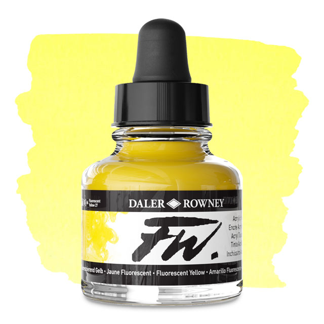 FW Liquid Acrylic Artists' Ink - Fluorescent Yellow, 1 oz.