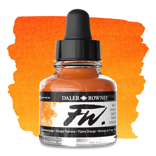 FW Liquid Acrylic Artists' Ink - Flame Orange, 1 oz.