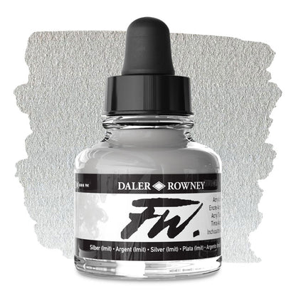 FW Liquid Acrylic Artists' Ink - Silver Imit, 1 oz.