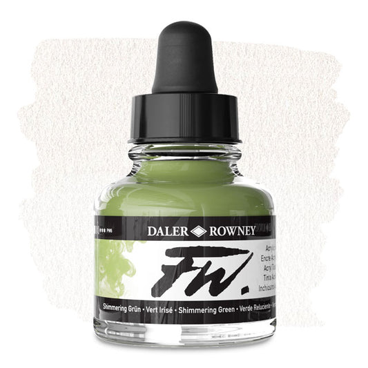 Daler-Rowney FW Liquid Acrylic Artists' Ink - Shimmering Green, 1 oz.