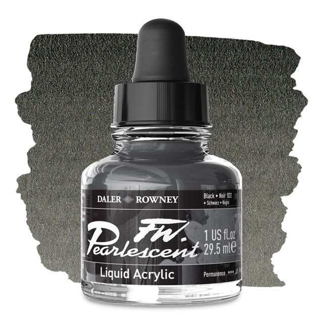 FW Pearlescent Liquid Acrylic Artists' Ink - Black, 1 oz.