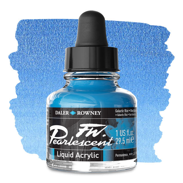 FW Pearlescent Liquid Acrylic Artists' Ink - Galactic Blue, 1 oz.