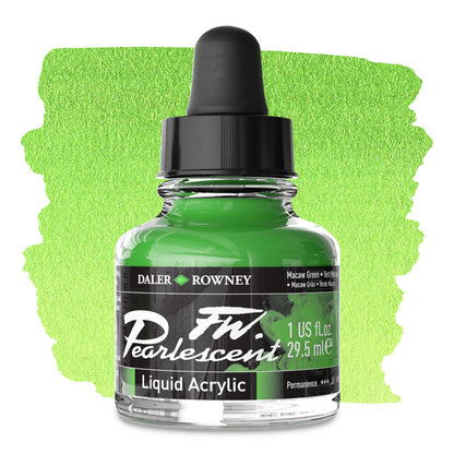 FW Pearlescent Liquid Acrylic Artists' Ink - Macaw Green, 1 oz.