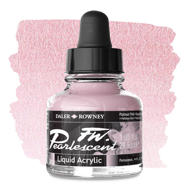 FW Pearlescent Liquid Acrylic Artists' Ink - Platinum Pink, 1 oz.