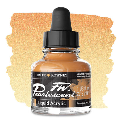 FW Pearlescent Liquid Acrylic Artists' Ink - Sun Orange, 1 oz.