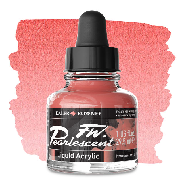 FW Pearlescent Liquid Acrylic Artists' Ink - Volcano Red, 1 oz.