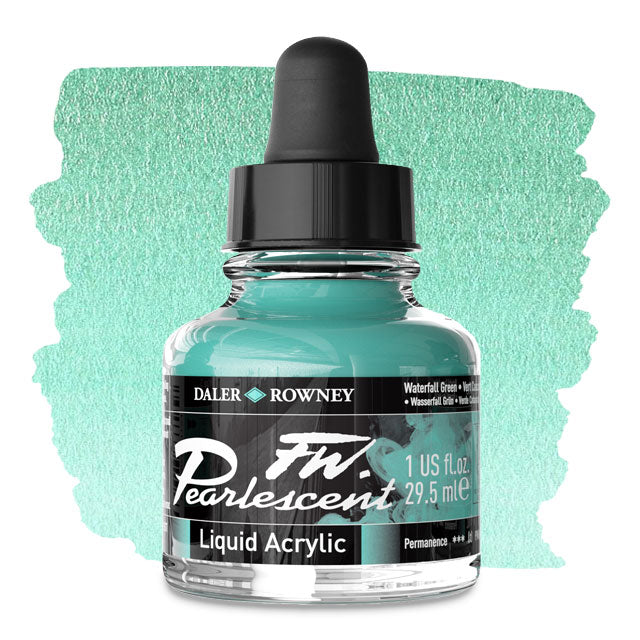 FW Pearlescent Liquid Acrylic Artists' Ink - Waterfall Green, 1 oz.