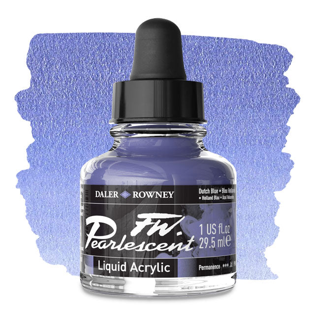 FW Pearlescent Liquid Acrylic Artists' Ink - Dutch Blue, 1 oz.