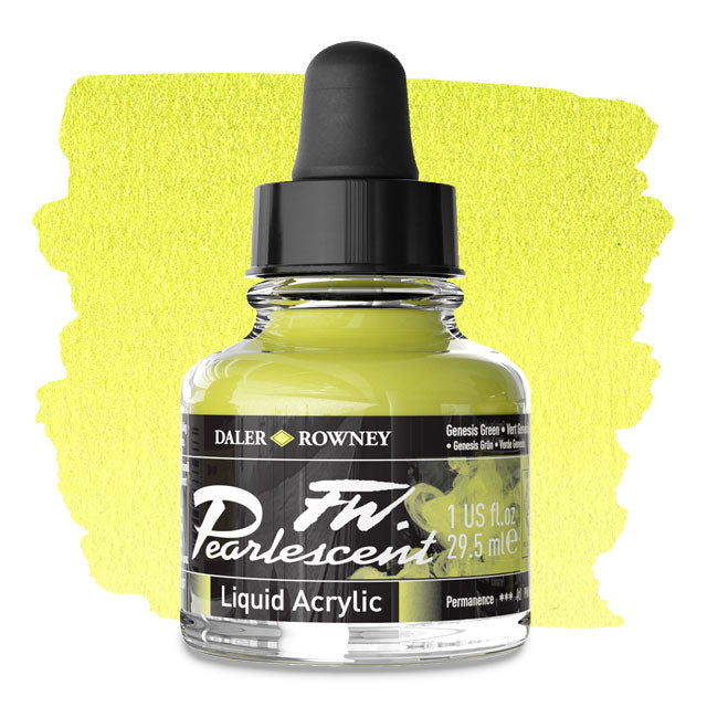 FW Pearlescent Liquid Acrylic Artists' Ink - Genesis Green, 1 oz.