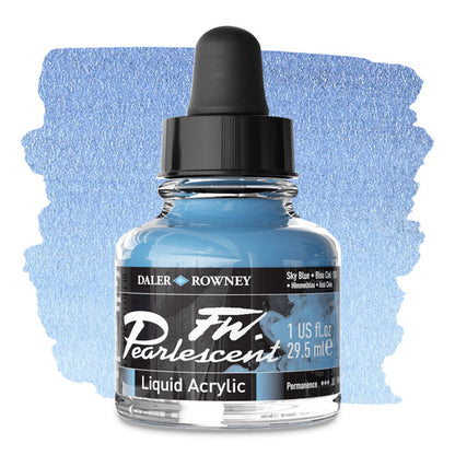 FW Pearlescent Liquid Acrylic Artists' Ink - Sky Blue, 1 oz.