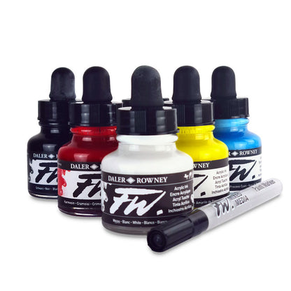 FW Liquid Acrylic Artists' Ink - Primary Colors Set of 6