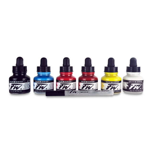 FW Liquid Acrylic Artists' Ink - Primary Colors Set of 6