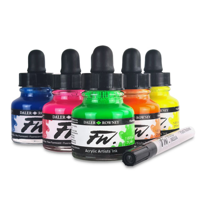 FW Liquid Acrylic Artists' Ink - Neon Colors Set of 6