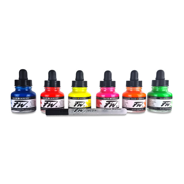 FW Liquid Acrylic Artists' Ink - Neon Colors Set of 6