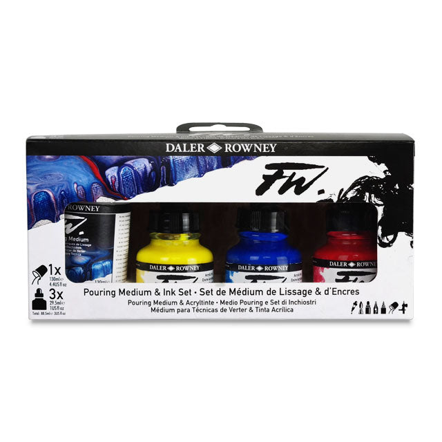 FW Liquid Acrylic Artists' Ink - Pouring Medium and Ink Set of 4