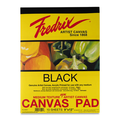 Fredrix Black Canvas Pad - 9" x 12"