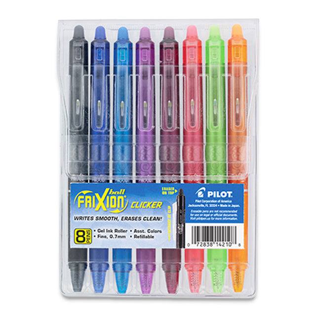 FriXion Ball Clicker Erasable Pen Set, Assorted Colors, Set 2, 0.7 mm., Set of 8