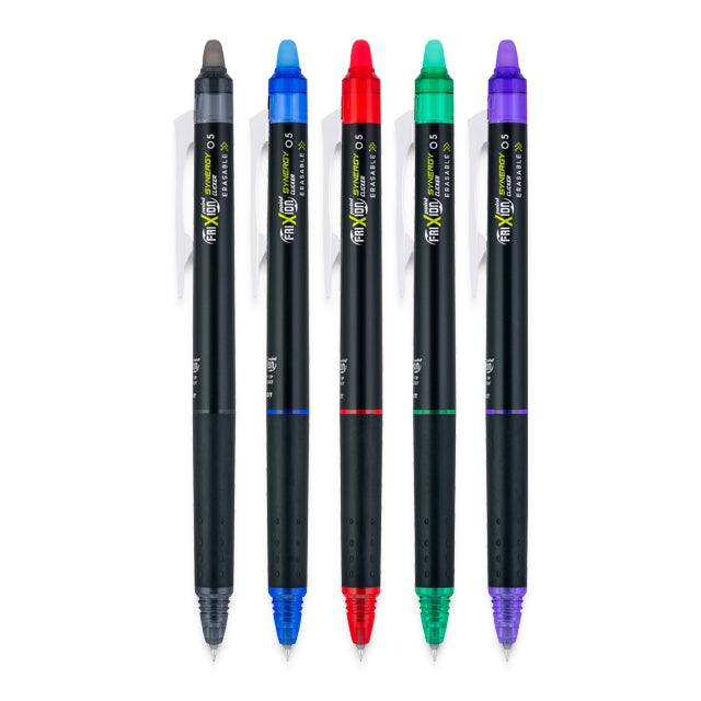 FriXion Point Synergy Clicker Erasable Pen Set, Assorted Colors, 0.5mm., Set of 5