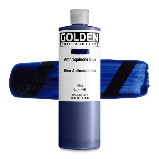 Golden Fluid Acrylic, Anthraquinone Blue, 16 oz.