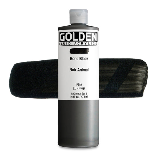 Golden Fluid Acrylic, Bone Black, 16 oz.