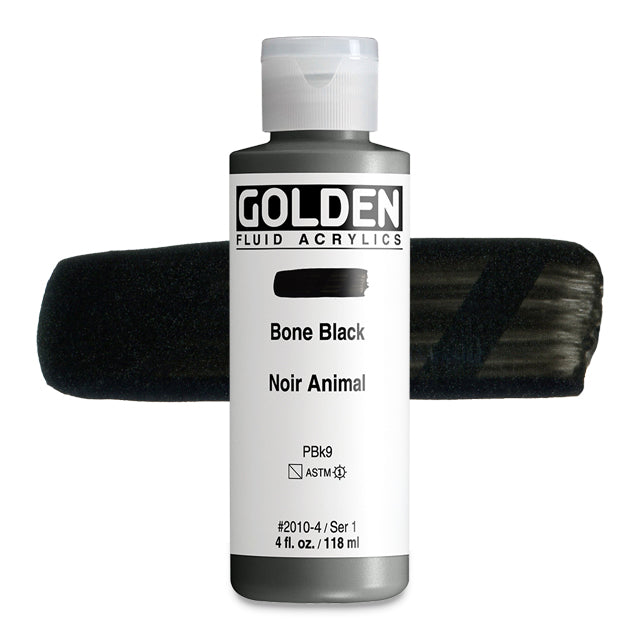 Golden Fluid Acrylic, Bone Black, 4 oz