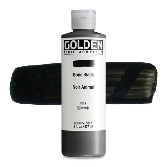 Golden Fluid Acrylic, Bone Black, 8 oz.