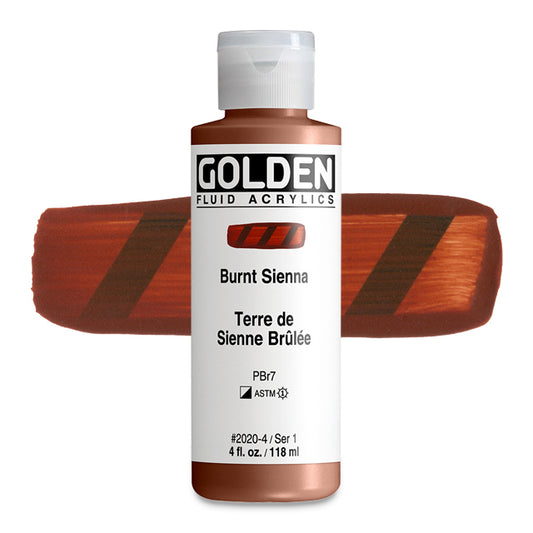 Golden Fluid Acrylic, Burnt Sienna, 4 oz.