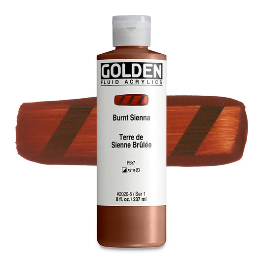 Golden Fluid Acrylic, Burnt Sienna, 8 oz.