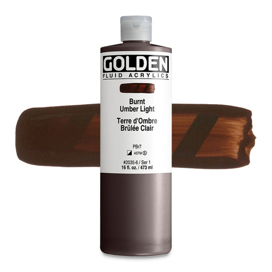 Golden Fluid Acrylic, Burnt Umber Light, 16 oz.