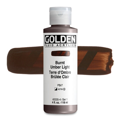 Golden Fluid Acrylic, Burnt Umber Light, 4 oz.