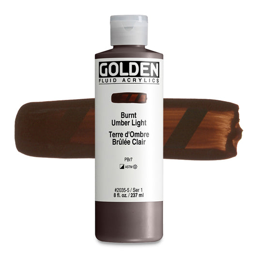 Golden Fluid Acrylic, Burnt Umber Light, 8 oz.