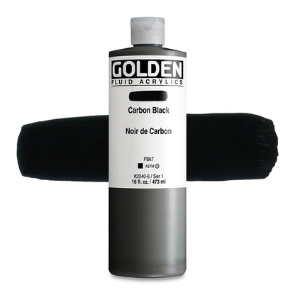 Golden Fluid Acrylic, Carbon Black, 16 oz.