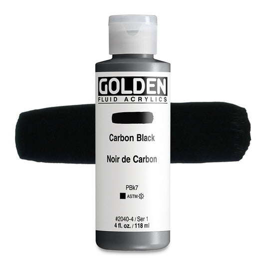 Golden Fluid Acrylic, Carbon Black, 4 oz.