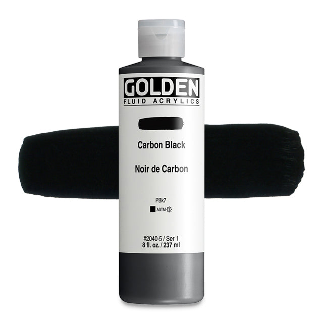 Golden Fluid Acrylic, Carbon Black, 8 oz.