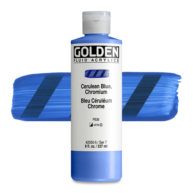 Golden Fluid Acrylic, Cerulean Blue Chromium, 8 oz.