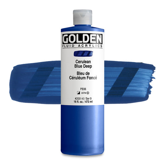 Golden Fluid Acrylic, Cerulean Blue Deep, 16 oz.