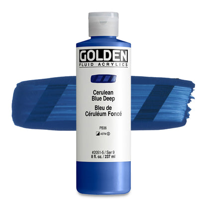 Golden Fluid Acrylic, Cerulean Blue Deep, 8 oz.