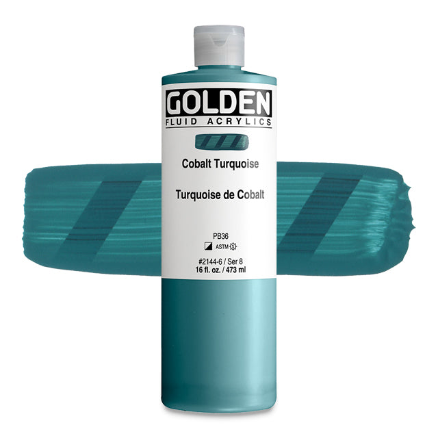 Golden Fluid Acrylic, Cobalt Turquoise, 16 oz.