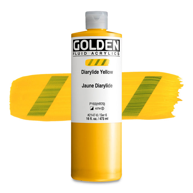 Golden Fluid Acrylic, Diarylide Yellow, 16 oz.