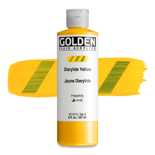 Golden Fluid Acrylic, Diarylide Yellow, 8 oz.