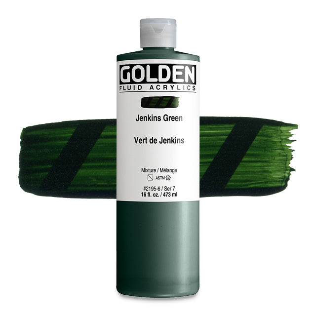 Golden Fluid Acrylic, Jenkins Green, 16 oz.