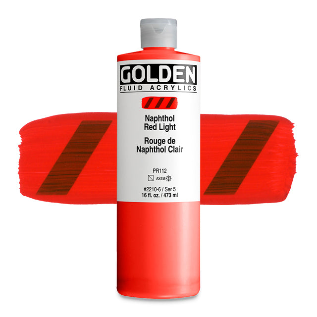 Golden Fluid Acrylic, Naphthol Red Light, 16 oz.