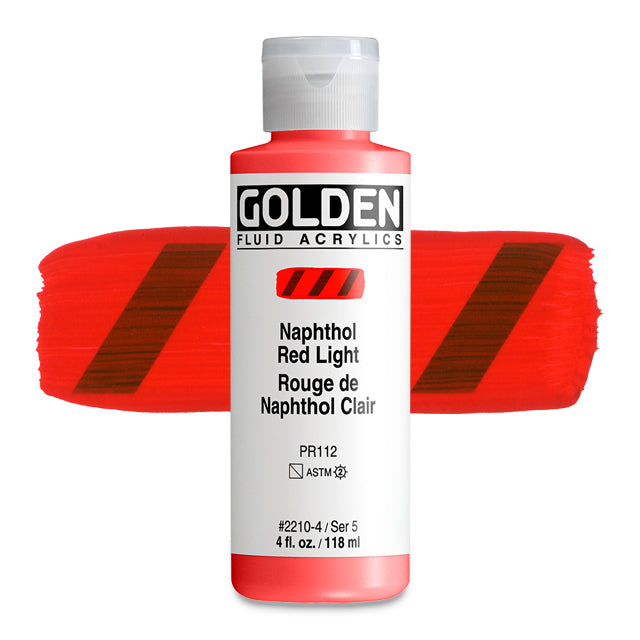 Golden Fluid Acrylic, Naphthol Red Light, 4 oz.